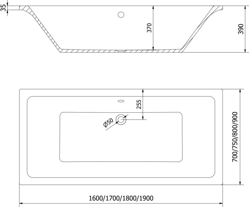 Mexen Cube rektangulárna vaňa 170 x 80 cm s krytom, biela - 55051708000X