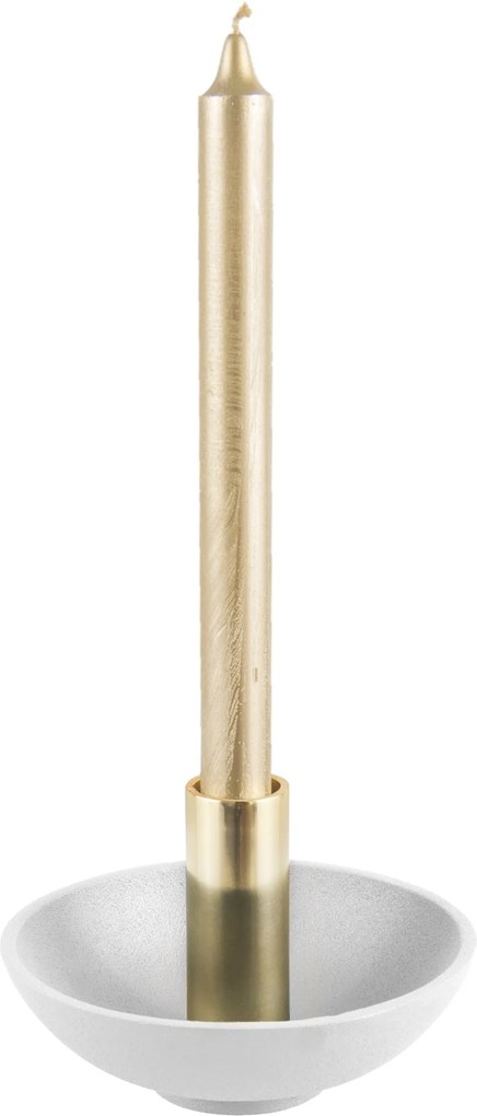 PRESENT TIME Malý bielo zlatý svietnik Nimble ∅ 13 cm × 9,5 cm