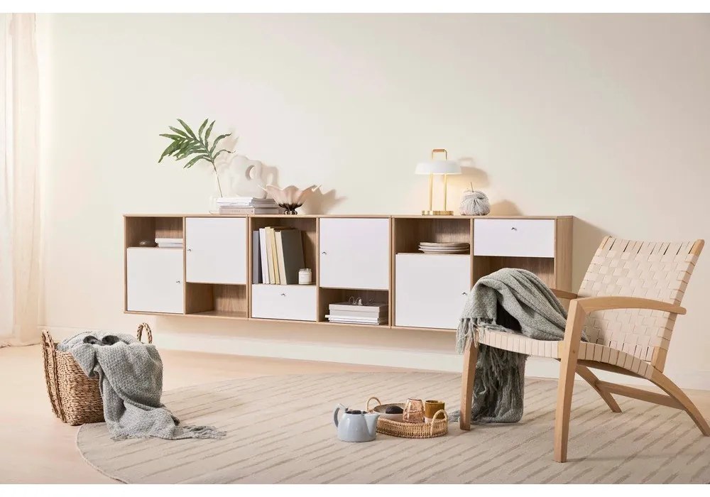 Biela nízka komoda v dekore duba 267x61 cm Mistral - Hammel Furniture