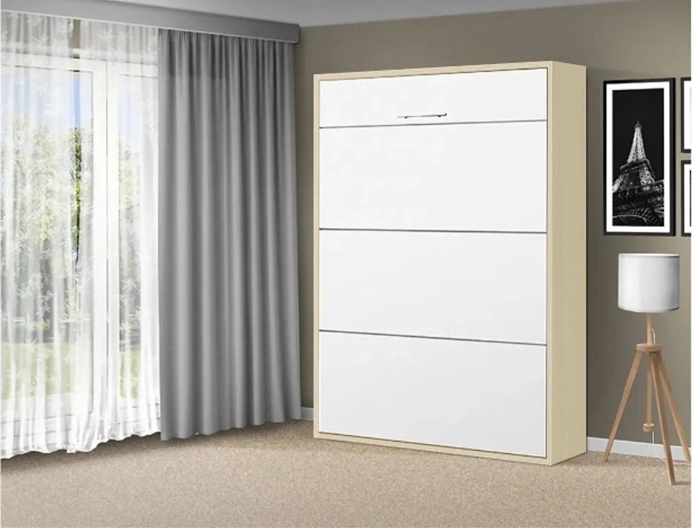 Nabytekmorava Sklápacia posteľ VS 1054 P - 200x140 cm A nosnosť postele: zvýšená nosnosť o 20 kg, farba lamina: akát/biele dvere