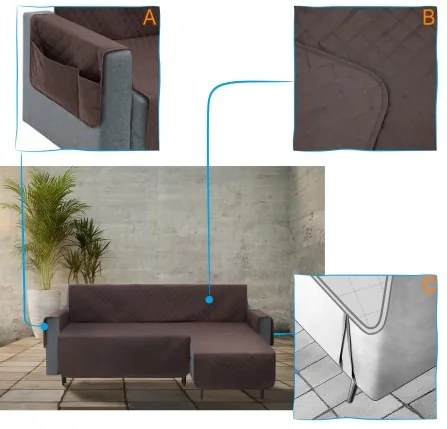 Poťah na rohovú sedačku pravý PARIS hnedý, 240 cm