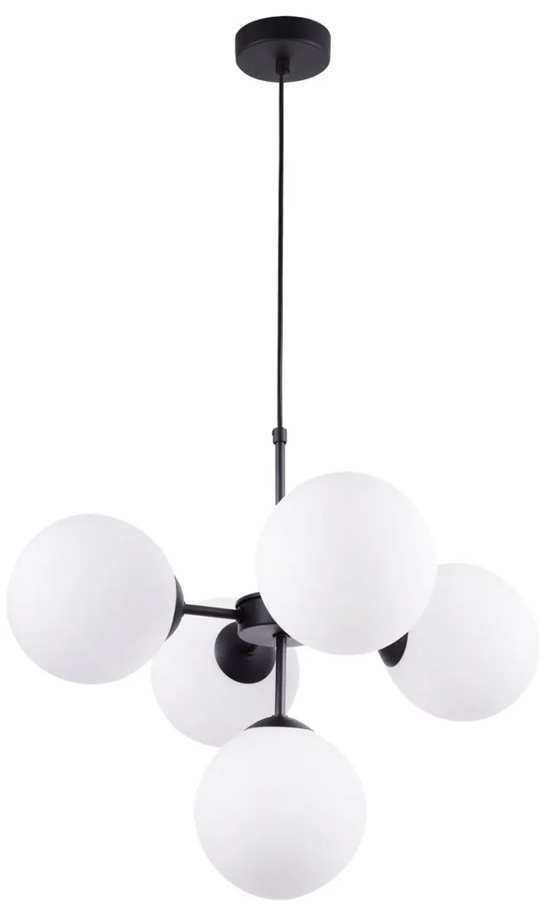 Závesné svietidlo Florence, 5x biele sklenené tienidlo