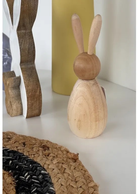 Drevený zajko BUNNY DAISY 17,5 cm prírodný