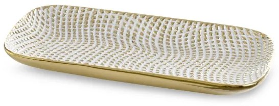 Dekoračný tanier VERDA 03 biely / zlatý