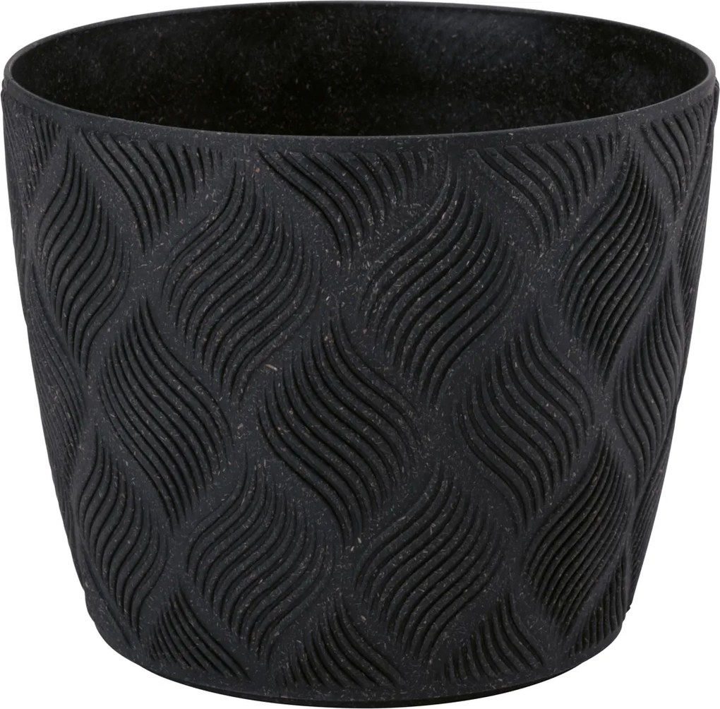 Kvetináč FLOW PETIT ECO WOOD 190 mm, hlboký, čierny*2952