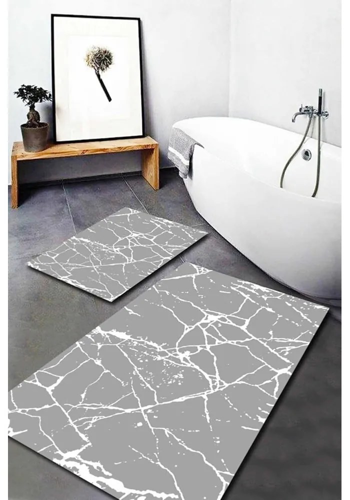 Sivé kúpeľňové predložky v súprave 2 ks 60x100 cm Cracks – Mila Home