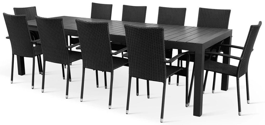 Noela Záhradný jedálenský set Grande Pasto + 10x ratanová stolička Paris