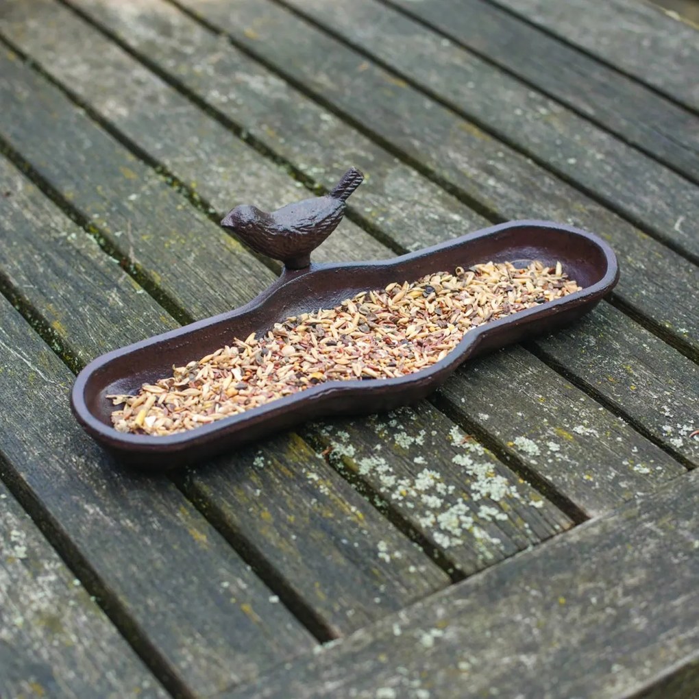 Napájadlo pre vtáky Bird, 7x29,5 cm, liatina, hnedá