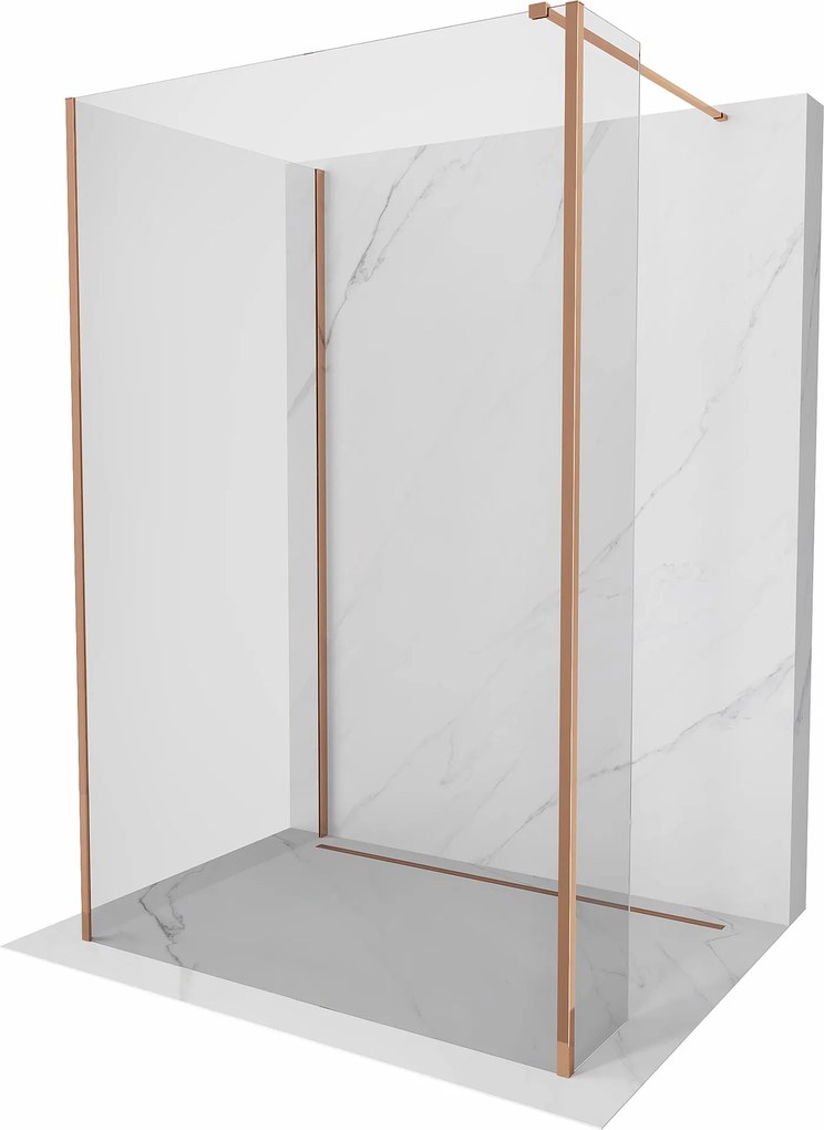 Mexen Kioto, sprchový kút typ Walk-in 140x85x40 cm, 8mm číre sklo, profil ružové zlato, 800-140-085-221-60-00-040