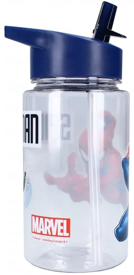 Plastová fľaša na pitie Spiderman so slamkou a uškom - 450 ml