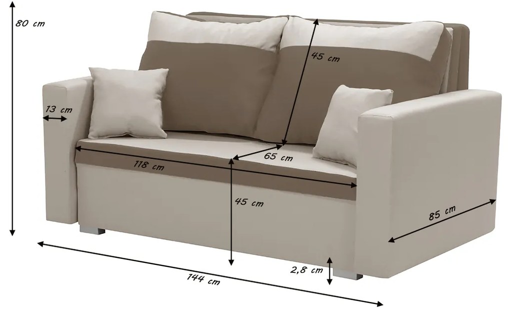 Dvojmiestna rozkladacia pohovka ASTRA3 Tmavohnedá/béžová