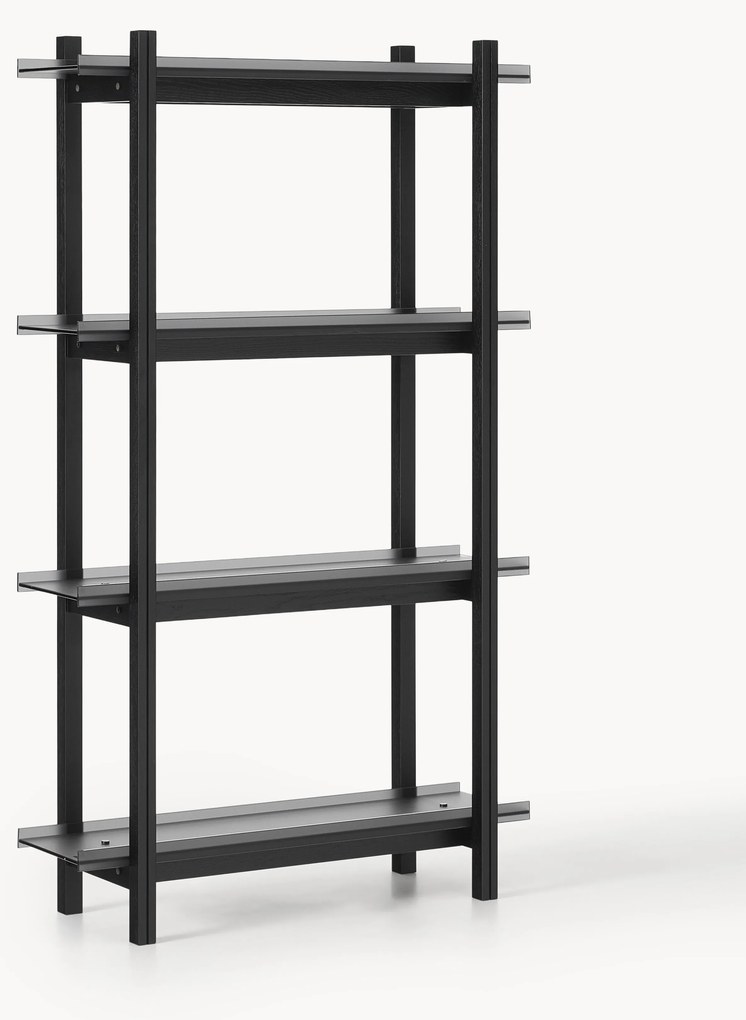 Veľký regál z dubového dreva so sklenenými policami Alex