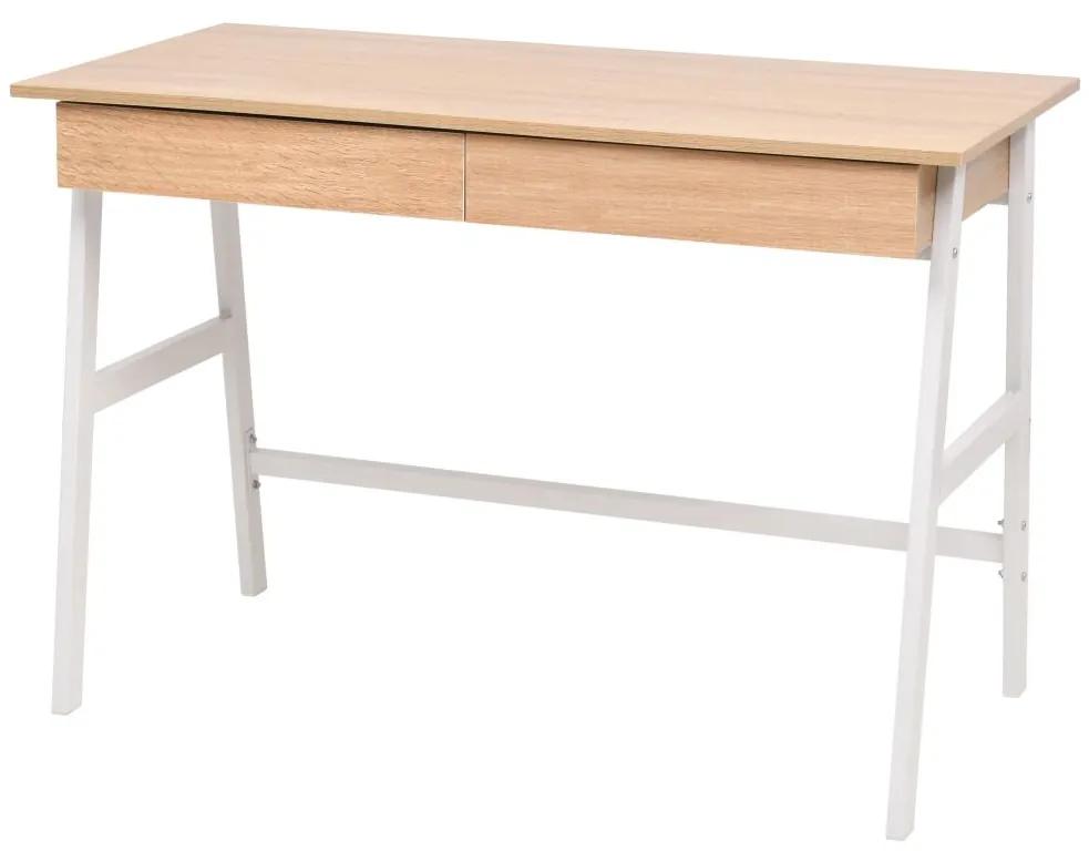 vidaXL Písací stôl 110x55x75 cm dubovo-biela farba