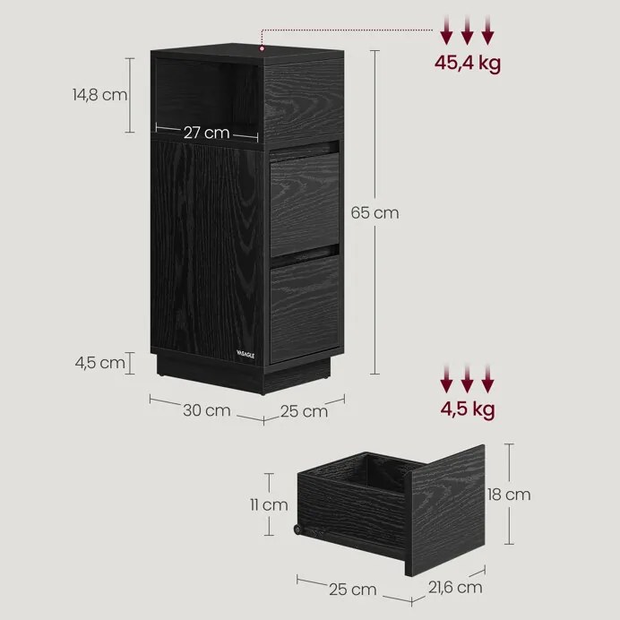Autronic BONTEC Odkladací stolík 25x30x65cm, mdf, drevo, ANT-E1065 BK Farba: Béžová