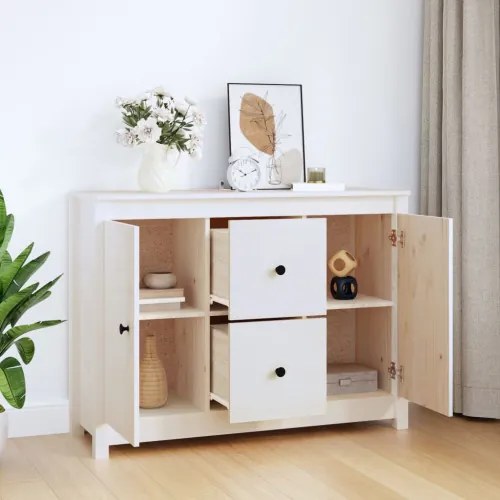 vidaXL Komoda biela 100x35x74 cm borovicový masív-