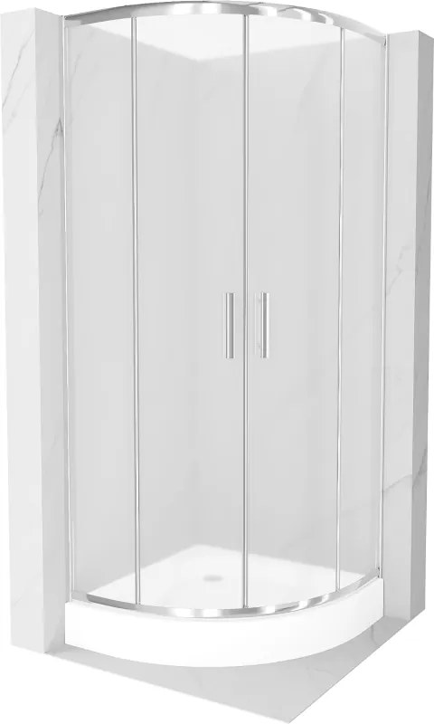 Mexen Rio polkruhový sprchový kút 70 x 70 cm, matné, chróm + vanička, biela - 863-070-070-01-30-4710