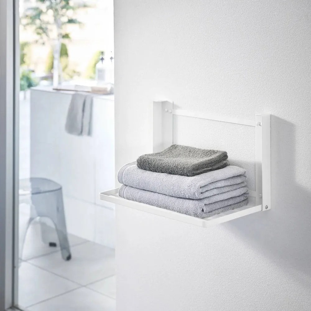 Matne biela nástenná oceľová kúpeľňová polička Tower – YAMAZAKI