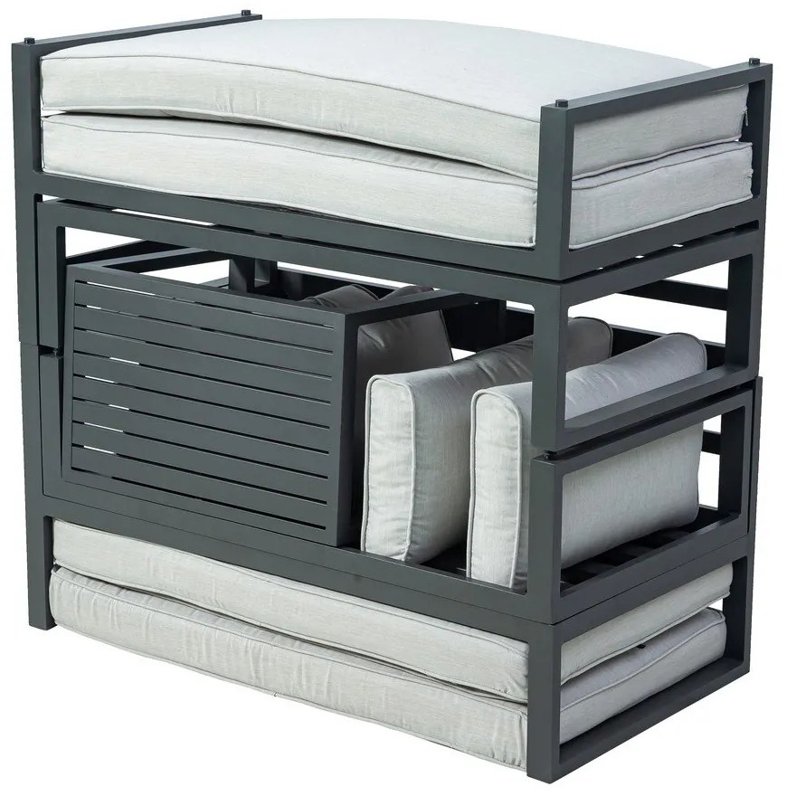 Čierno-béžový kovový záhradný lounge set pre 8 Portland – Rojaplast