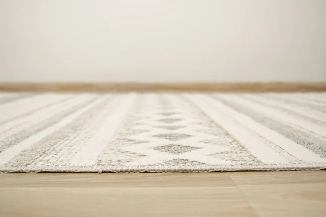 Koberec Cotton C102 Etno / kosoštvorce, krémový / sivý / béžový