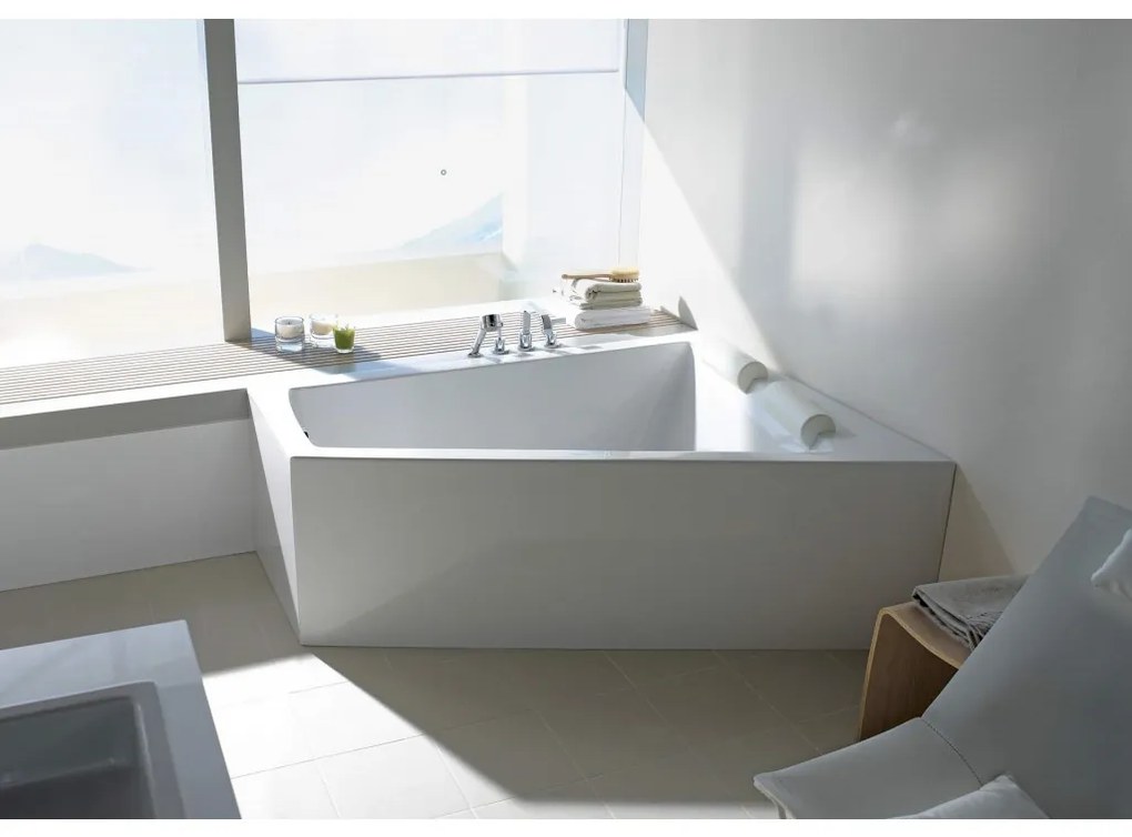 Duravit Paiova - Vaňa 1700x1300 mm, vytvarovaný sklon pre chrbát na pravej strane, s panelom a nohami, biela 700267000000000