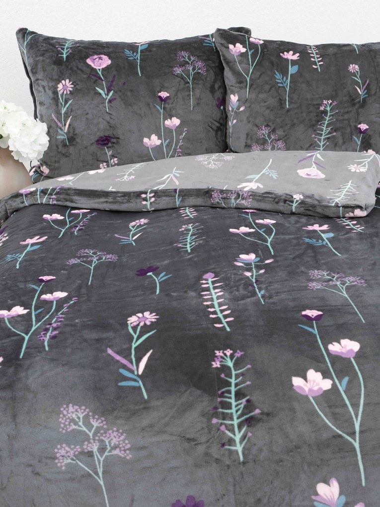 Obliečky mikroplyš Exclusive – Vlčie maky tmavosivé