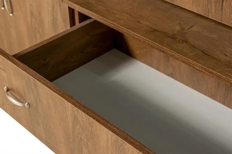 Obývacia stena VIVA hladká, dub lefkas/U13 satyna/sklo bez lepení