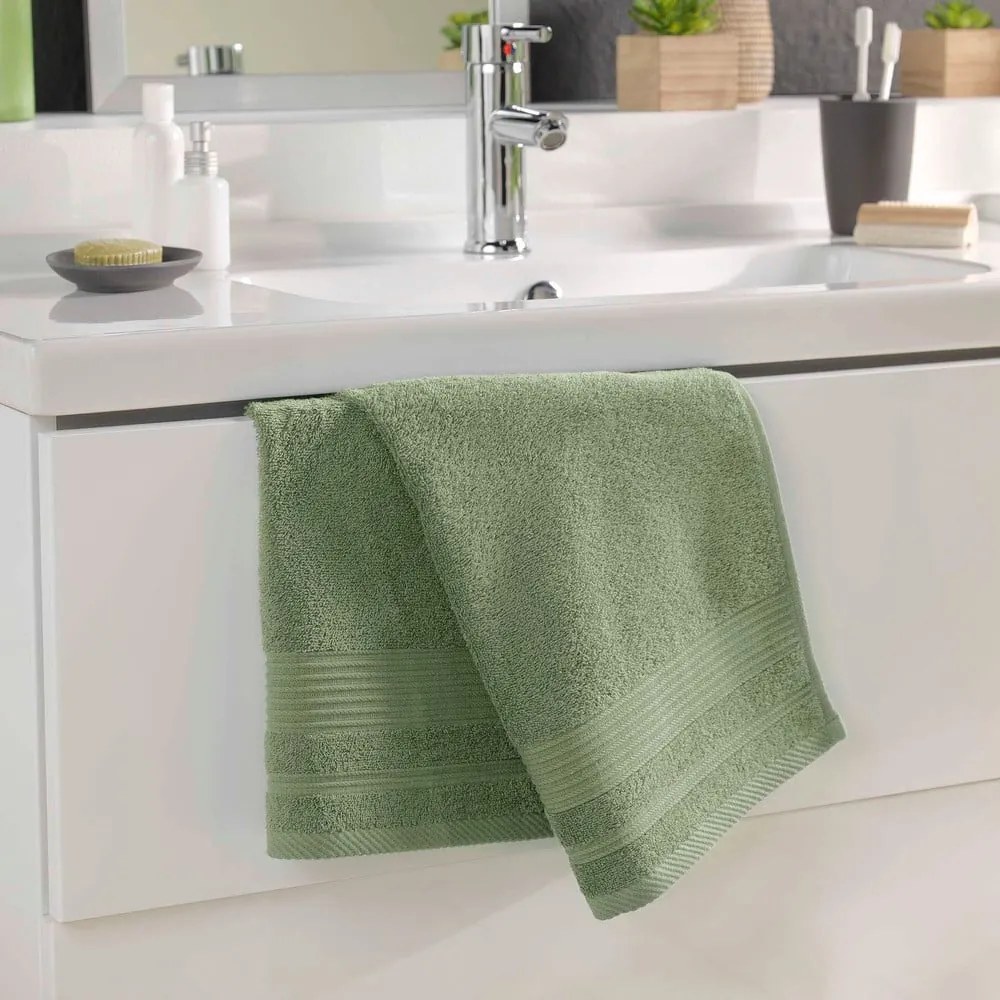 Kaki froté bavlnený uterák 50x90 cm Tendresse – douceur d'intérieur