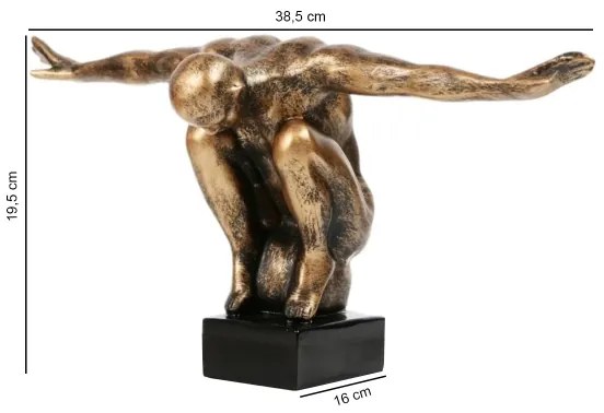 Dekorácia na stôl 25x41x20 cm živica/zlatá patina