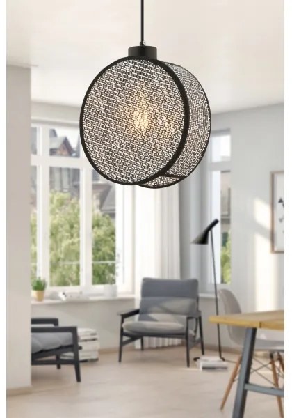 Závesné svietidlo na lanku DRUM 1xE27/60W/230V sivá/čierna