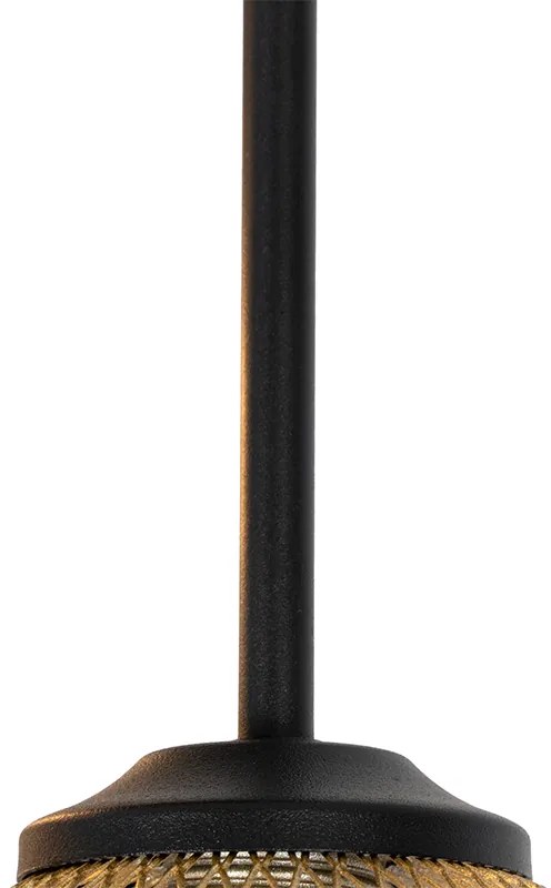 Stropné svietidlo v štýle Art Deco čierne so zlatom 9-žiarovkové - Athens Wire