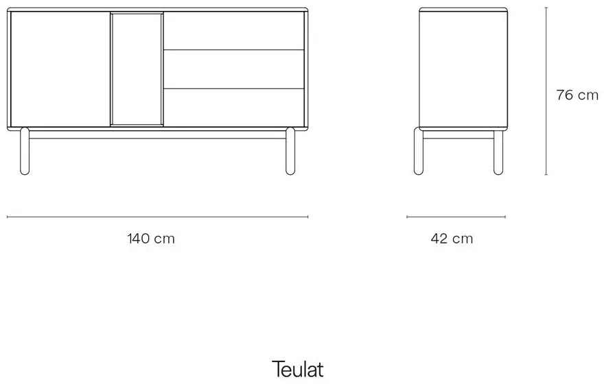 Tmavosivá nízka komoda 137x76 cm Corvo - Teulat
