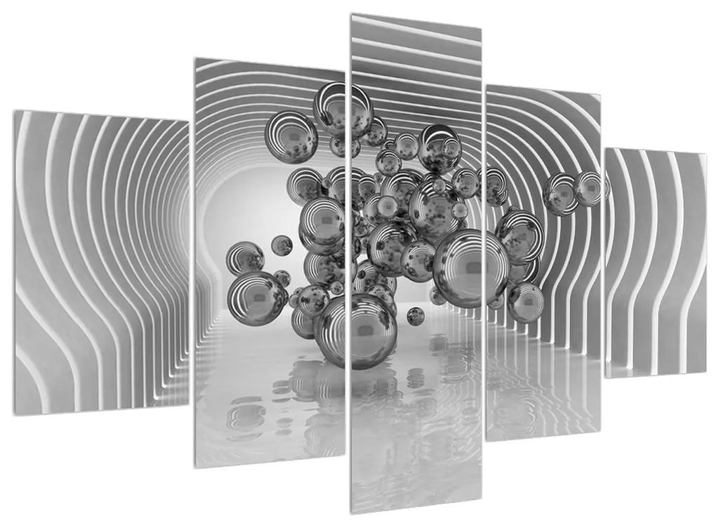 Abstraktný čiernobiely obraz - bubliny (150x105 cm)