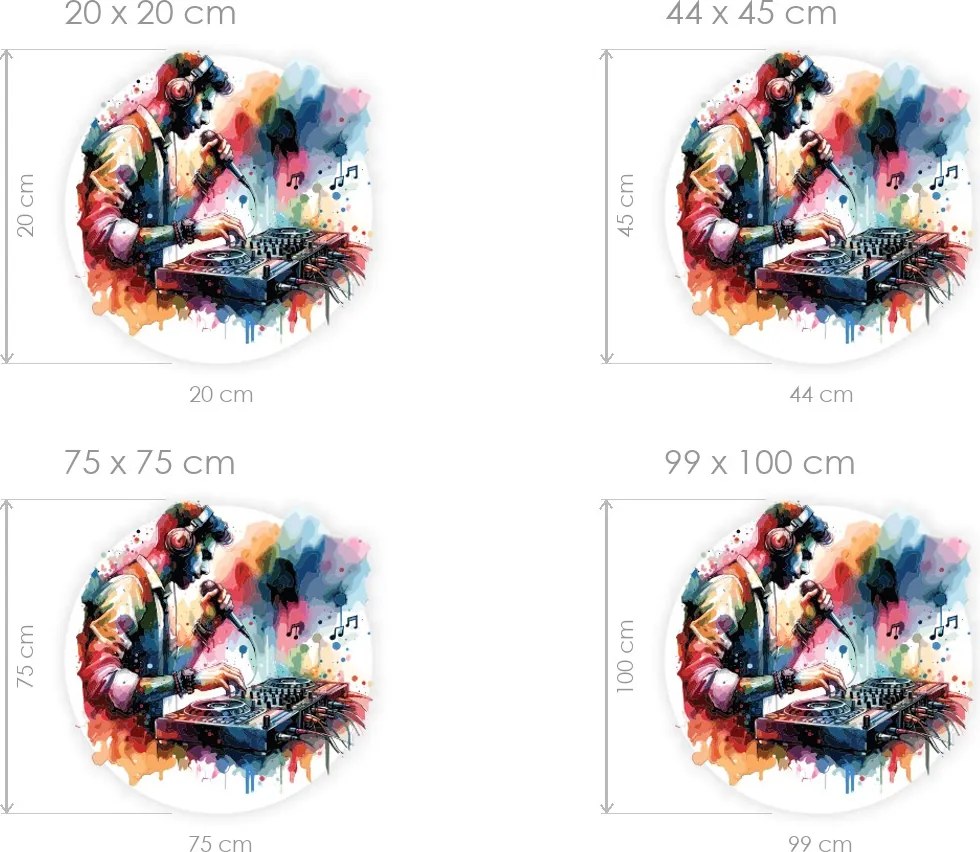 Mixujúce DJ textilní prelepiteľná nálepka na stenu list 75 x 75 cm