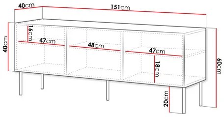 TV skrinka Bas 150 3D (čierna) . Vlastná spoľahlivá doprava až k Vám domov. 1106192