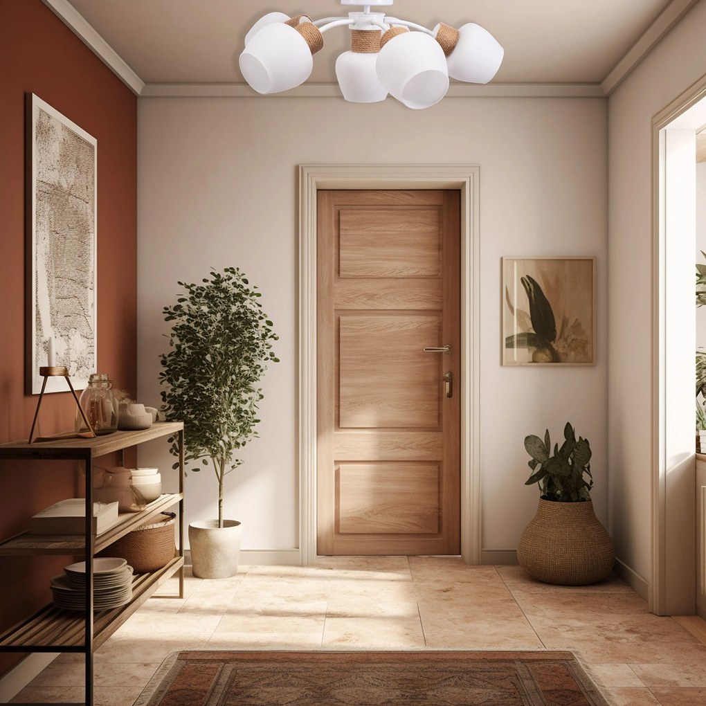 Toolight Toolight, závesné stropné svietidlo 5xE27 APP1590-6CP, biela-hnedá, OSW-01590