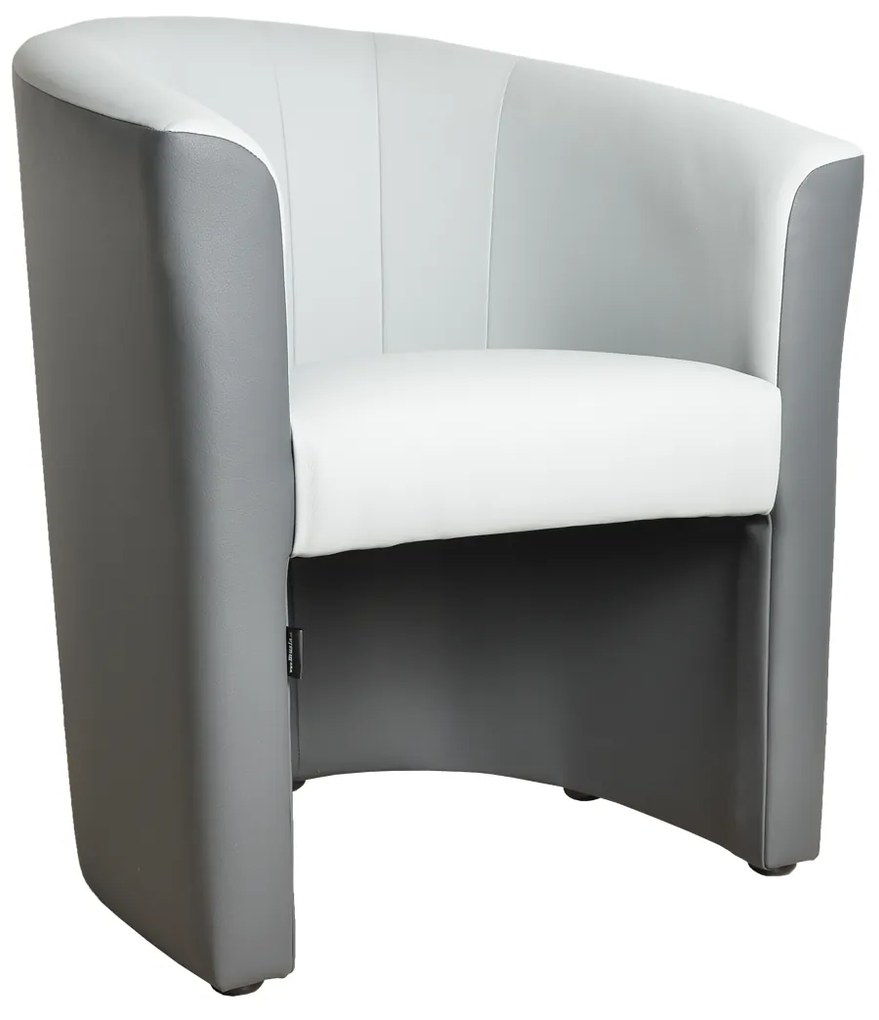 Mušla kreslo Koženkové SVETLOSIVÉ-TMAVOSIVÉ