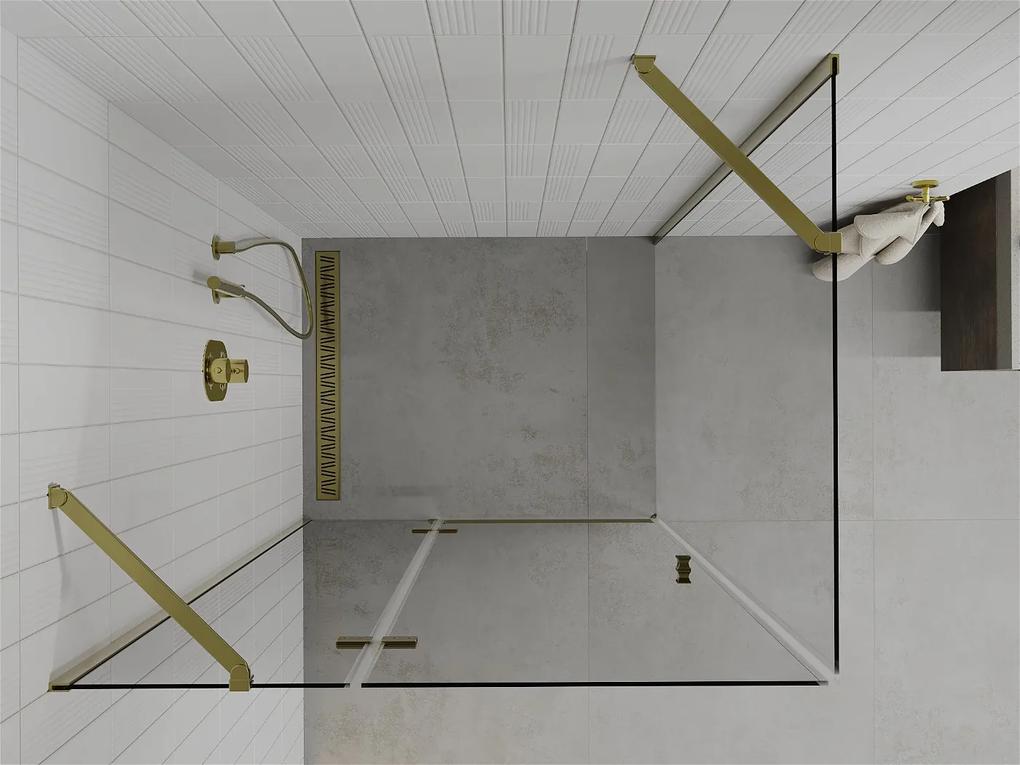 Mexen Roma, sprchovací kút 110 (dvere) x 90 (stena) cm, 6mm číre sklo, zlatý profil, 854-110-090-50-00