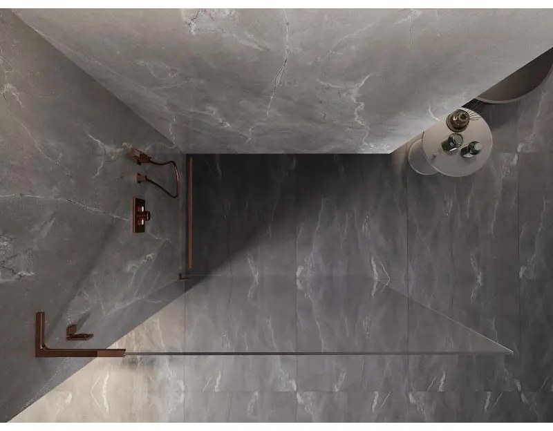 Mexen, Mexen Lunar L sprchová stena ľavá 110 x 200 cm, priehľadná 8 mm, ružové zlato - 830L-110-000-60-00-L