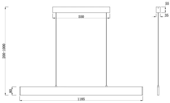 Maytoni P010PL-L30B4K- LED Luster na lanku STEP LED/30W/230V 4000K 118,5 cm čierna