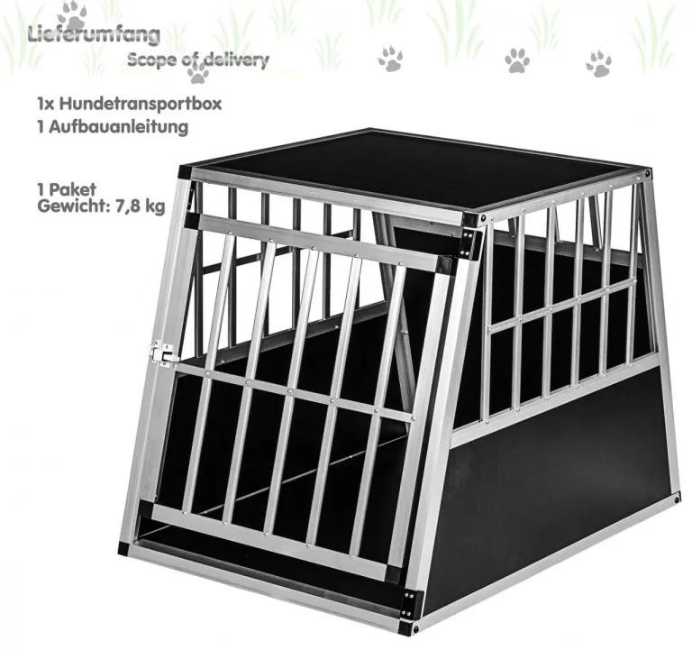 Hliníkový prepravný box pre psov, 65 × 91 × 69,5 cm, veľ. L