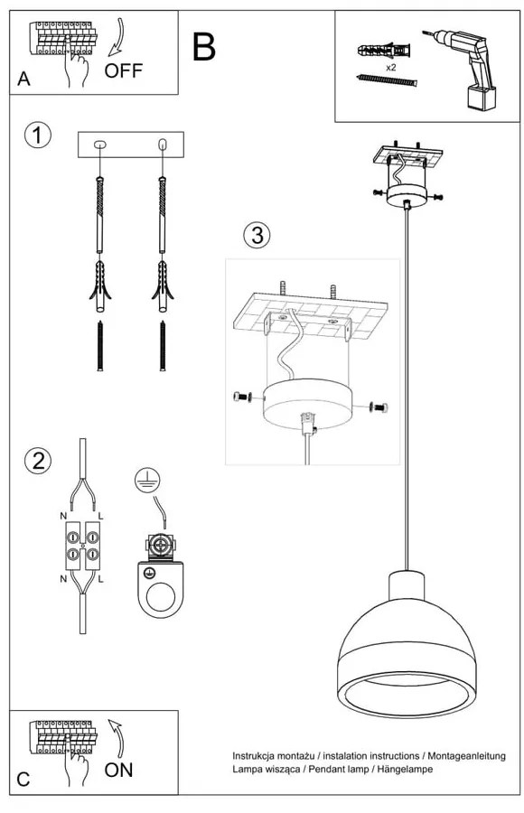 Svetlosivé závesné svietidlo ø 28 cm Filippo – Sollux