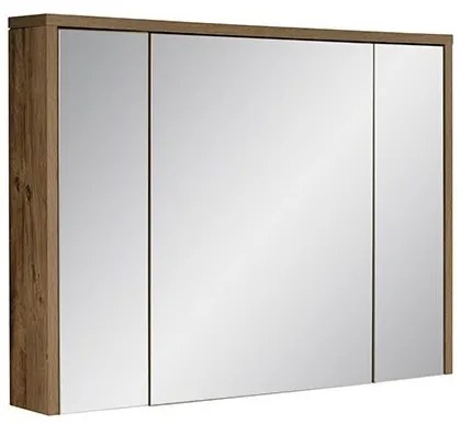 Kúpeľňová zostava Hampton betónová 100 cm so skrinkami, umývadlom a zrkadlom tmavý betón/dub v prevedení Hunton