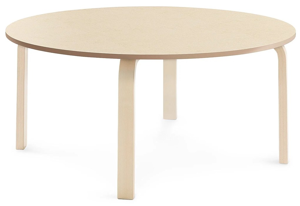 Stôl ELTON, Ø 1200x530 mm, linoleum - béžová, breza