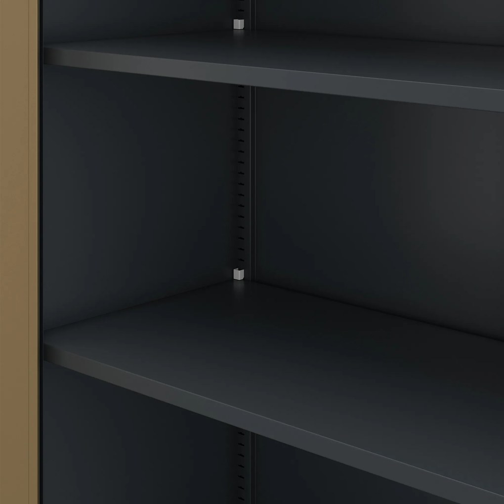 Kovová skriňa s úložným priestorom antracitová/orech, 900x1850x450 mm: TOMASZ Eco Design