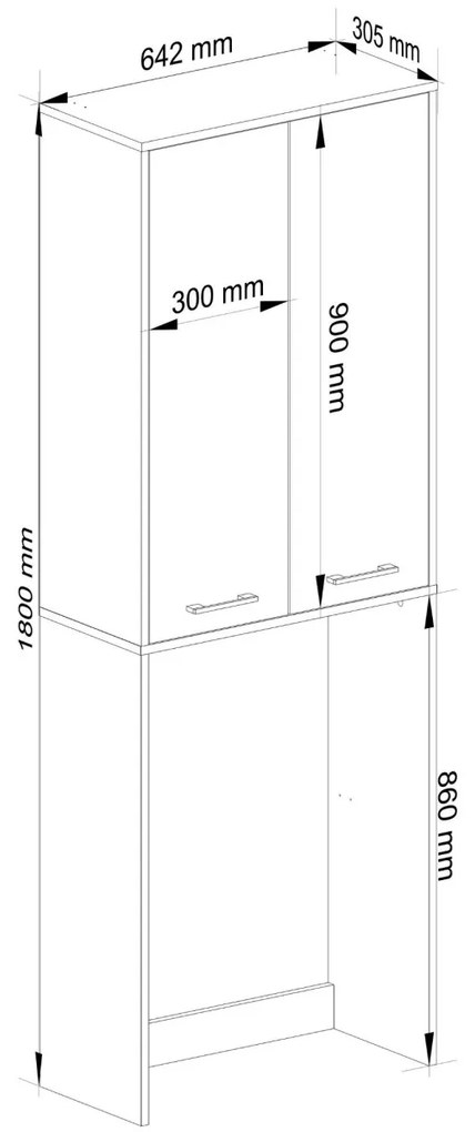 Koupelnová skříňka nad pračku Fin 2D šedá