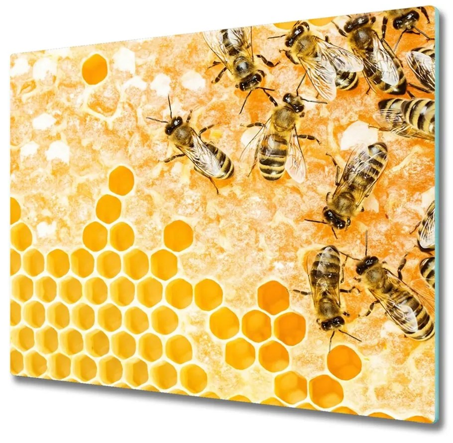 Sklenená doska na krájanie Pracovné včely 60x52 cm