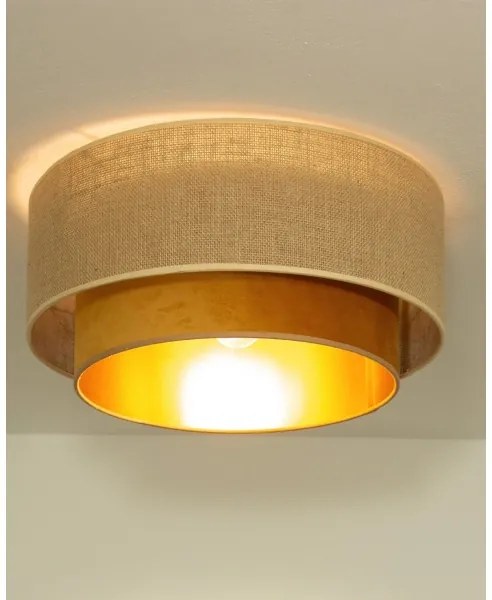 Stropné svietidlo SARTA 1×E27/60 W/230 V, priemer 45 cm, medená/juta