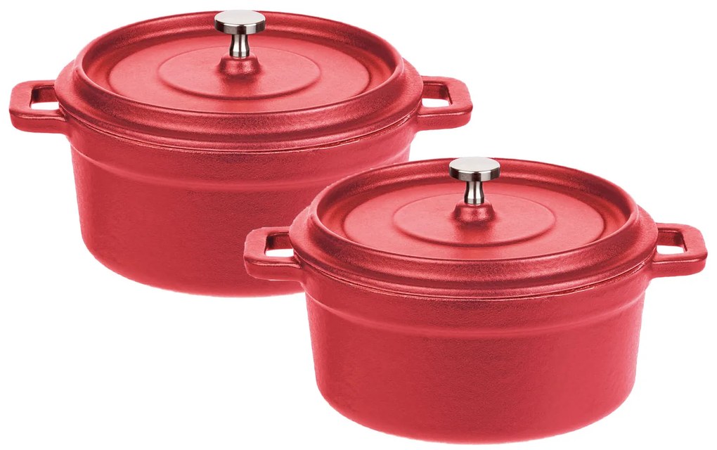 GSW Súprava liatinových mini servírovacích hrncov, 2-dielna (červená)  (100354492)