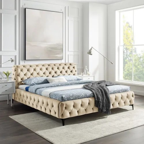 Posteľ 43256 180x200cm Modern Barock Zamat Champagner  - Komfort-nábytok