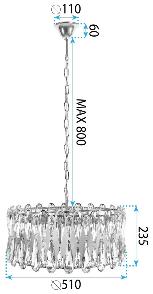 Toolight Toolight, krištáľové závesné svietidlo 8xE14, APP1718-CP, zlatá, OSW-04340